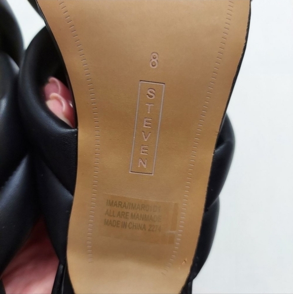 STEVEN NEW YORK Imara Heeled Slip On Black Sandals - Picture 10 of 11